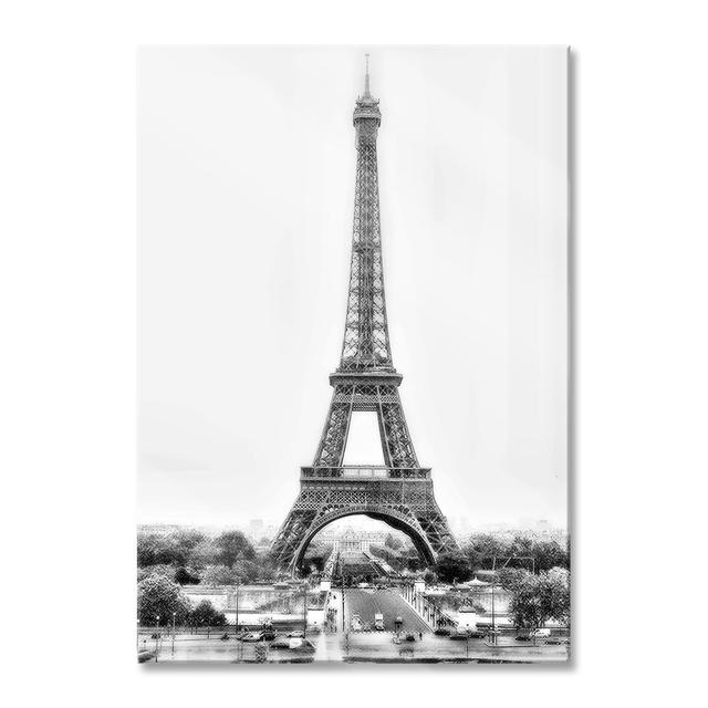 Gigantic Eiffel Tower - No Frame Print on Glass Union Rustic Size: 100cm H x 70cm W x 0.4cm D on Productcaster.