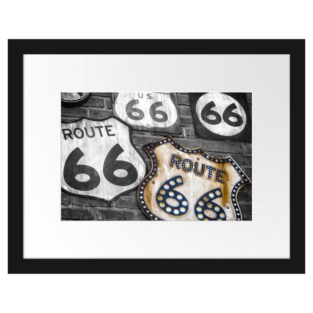 Gerahmtes Poster Rustikale Route 66 Schilder East Urban Home Größe: 30 cm H x 38 cm B on Productcaster.