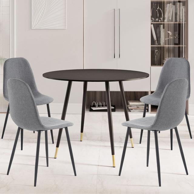 Antigua 4 - Person Dining Set George Oliver Table Top Colour: Black on Productcaster.