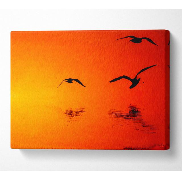 Orange Ocean Flight - Kunstdrucke auf Segeltuch Marlow Home Co. Größe: 101,6 cm H x 142,2 cm B x 10 cm T on Productcaster.