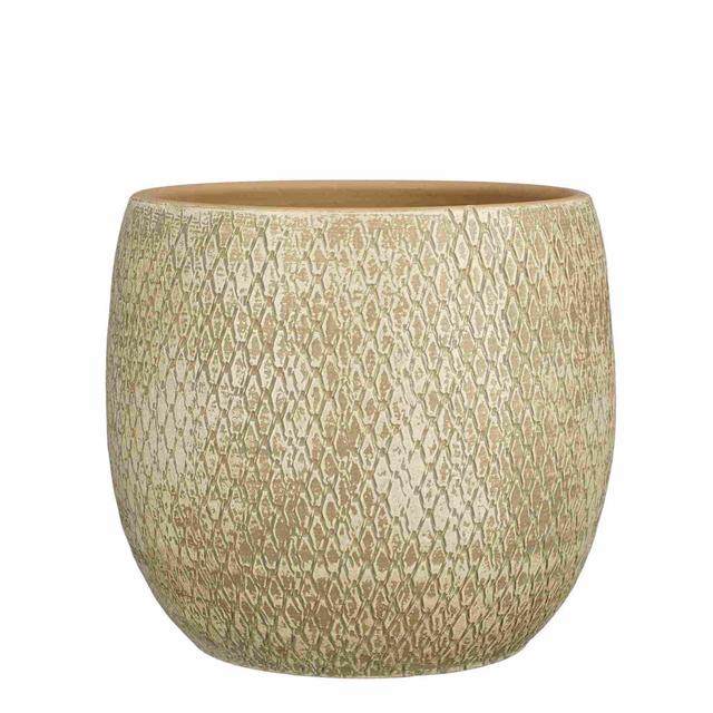 Allimae Ceramic Pot Planter Latitude Run Colour: Cream, Size: 28cm H x 28cm W x 28cm D on Productcaster.