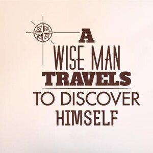 Wise Man Travels To Discover Himself Wall Sticker East Urban Home Colour: Brown on Productcaster.