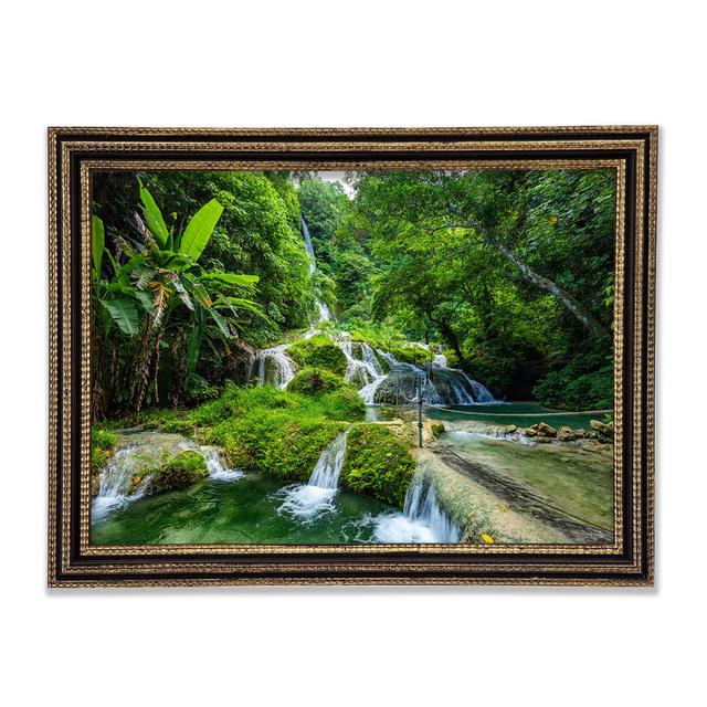 Paradise Mountain Jungle Union Rustic Format: Black Gold Framed Paper, Size: 84.1cm H x 118.9cm W x 3cm D on Productcaster.