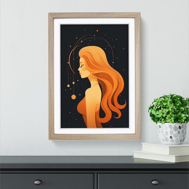 XYZ-FRM-V1223-1670 Virgo Zodiac Minimalism - Single Picture Frame Print on Wood Big Box Art Size: 34cm H x 25cm W x 2cm D, Frame Colour: Oak on Productcaster.