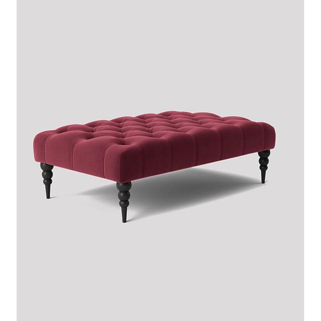 Alyana 180cm Wide Tufted Tufted Lux Italian Footstool Ottoman R&M Furnishers Upholstery Colour: Claret Red on Productcaster.