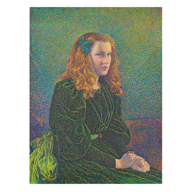 Young Woman by Theo Van Rysselberghe - Wrapped Canvas Graphic Art Rosalind Wheeler Size: 40cm H x 30cm W, Format: 260g/m² canvas on Productcaster.