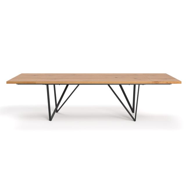 Extendable, luxurious table made of solid oak wood in premium quality Williston Forge Size: 75cm H x 180cm W x 100cm D on Productcaster.