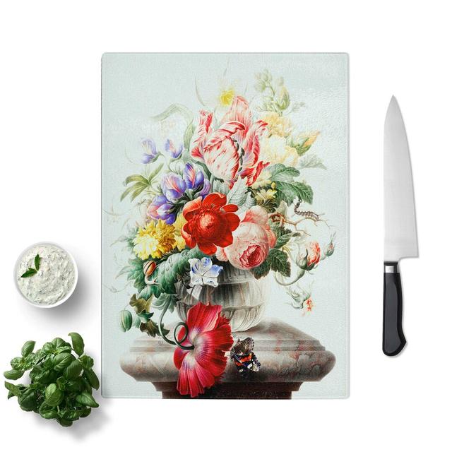 Tempered Glass Butterfly and Flowers Chopping Board East Urban Home Size: 20 cm W x 28.5 cm L on Productcaster.