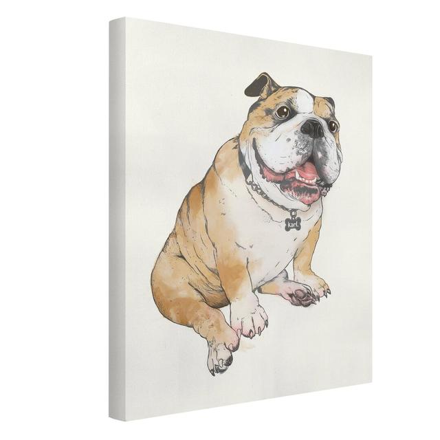 Dog Bulldog by Laura Graves - Wrapped Canvas Painting Rosalind Wheeler on Productcaster.