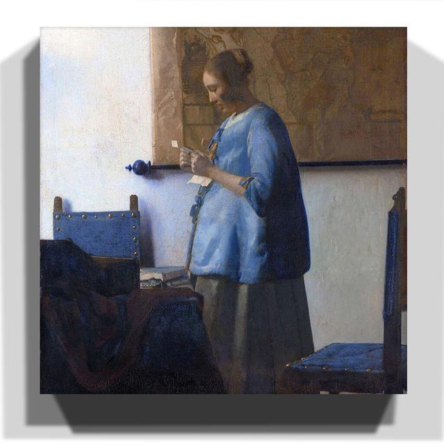 'Woman in Blue Reading a Letter' by Johannes Vermeer Painting Print on Canvas East Urban Home Size: 35cm H x 35cm W on Productcaster.