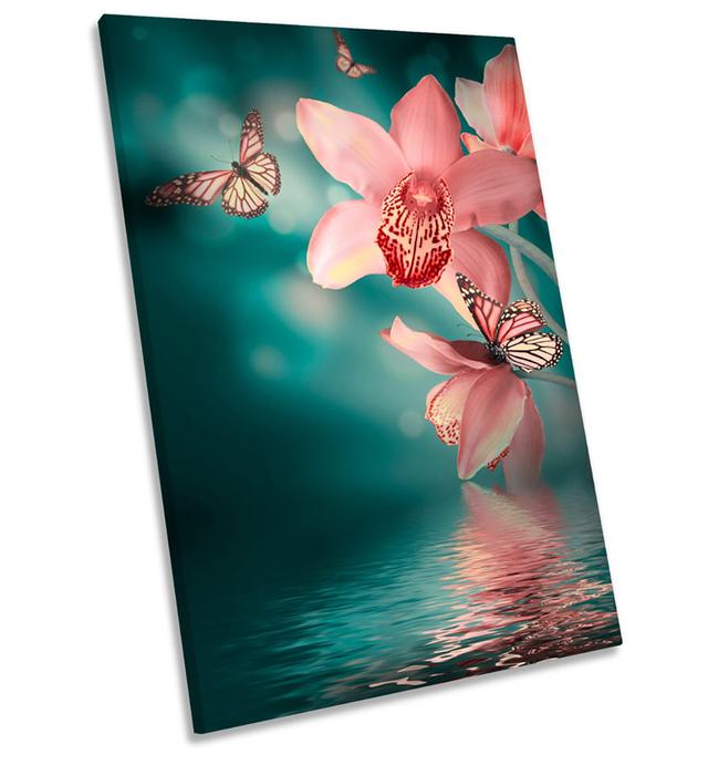 X0090 Butterfly Floral Flowers Orchids - Wrapped Canvas Print 17 Stories Size: 30cm H x 20cm W x 2cm D on Productcaster.