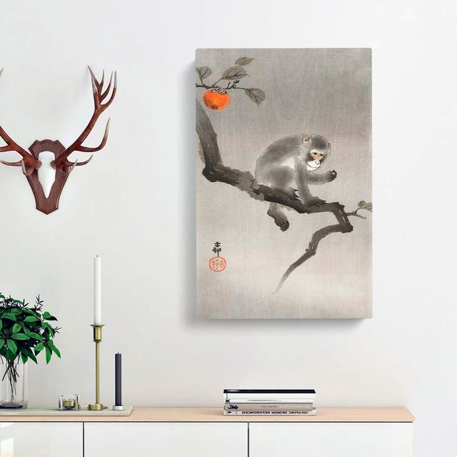 Monkey upon an Orange Tree by Ohara Koson - Wrapped Canvas Painting Print East Urban Home Size: 60cm H x 40cm W x 3cm D on Productcaster.