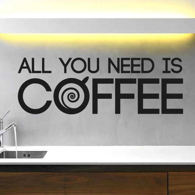 Coffee Is All You Need Wall Sticker East Urban Home Colour: Light Blue, Size: Large on Productcaster.