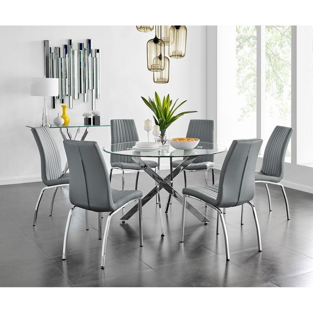 Essgruppe mit 6 Stühlen Chowchilla Canora Grey Farbe (Stuhl): Elefantengrau on Productcaster.