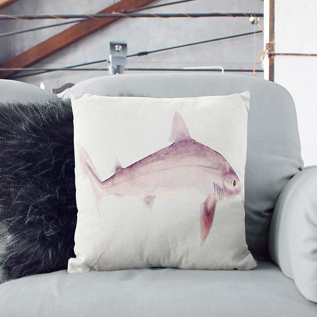 Illustration of a Requiem Shark by F.E. Clarke Cushion with Filling East Urban Home Size: 55cm H x 55cm W x 20cm D, Backing Colour: Stone on Productcaster.