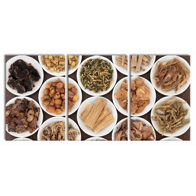 Spices in Bowls 3-Piece Photograph Set on Canvas East Urban Home Size: 100 cm H x 210 cm W on Productcaster.