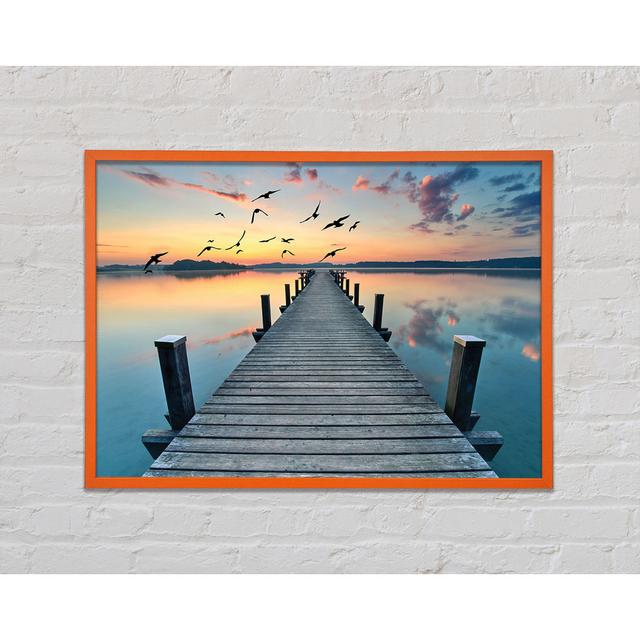 Bridge into the Lake and Seagulls - Single Picture Frame Art Prints Highland Dunes Size: 59.7cm H x 84.1cm W x 2cm D on Productcaster.