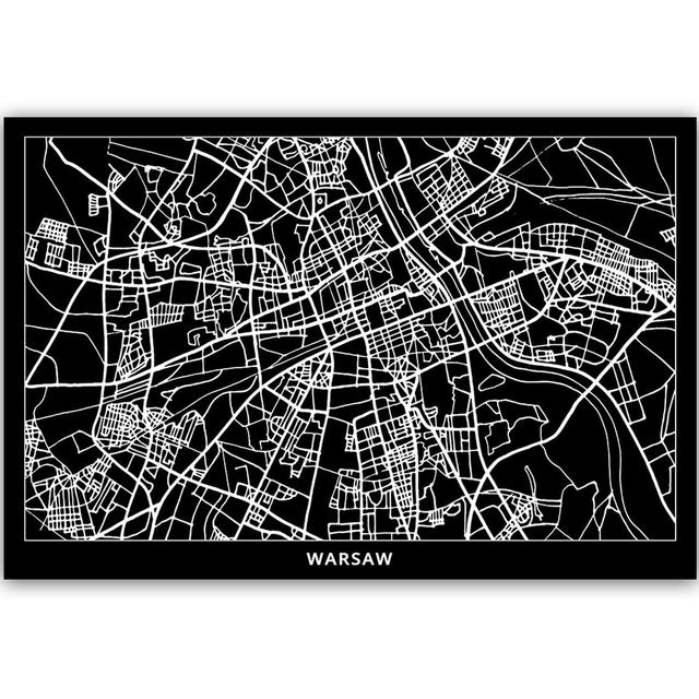 Leinwandbild City Plan Warsaw ModernMoments Größe: 80 cm H x 120 cm B on Productcaster.