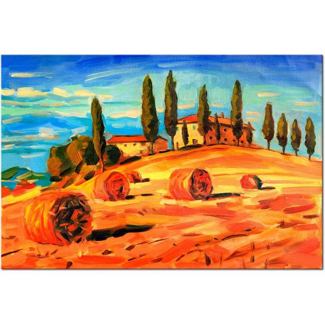 August in Tuscany - Painting Print on Canvas East Urban Home Size: 120 cm x 80 cm on Productcaster.