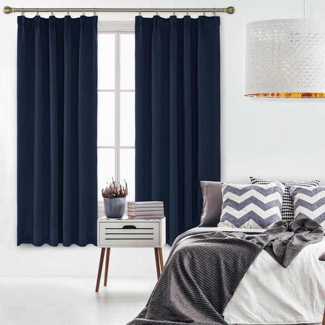 Farhod Blackout Rod Pocket Curtain Pair (Set of 2) 17 Stories Colour: Navy Blue, Panel Size: 168cm Width x 183cm Drop on Productcaster.