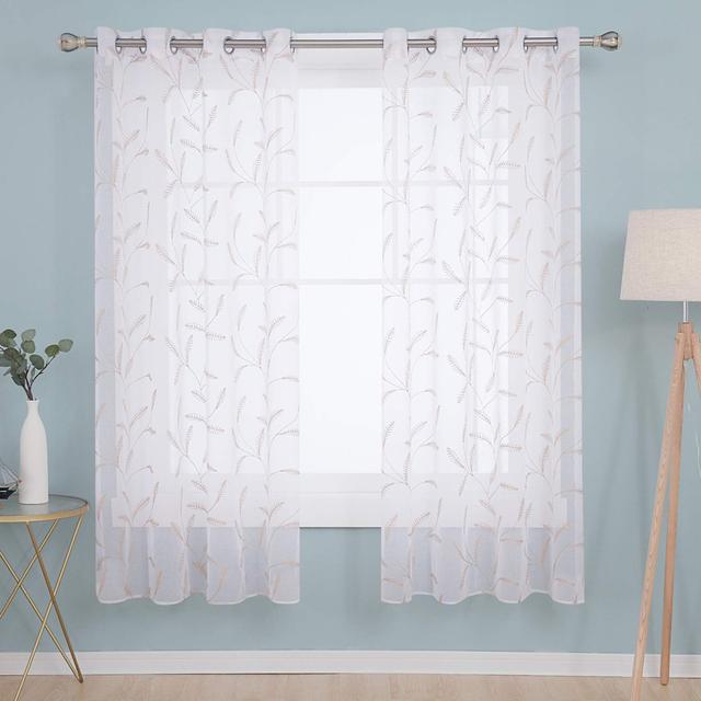 Leary Polyester Light Filtering Grommet / Eyelet Curtain Pair Lark Manor Curtain Colour: Linen, Panel Size: 55cm Width x180cm Drop on Productcaster.