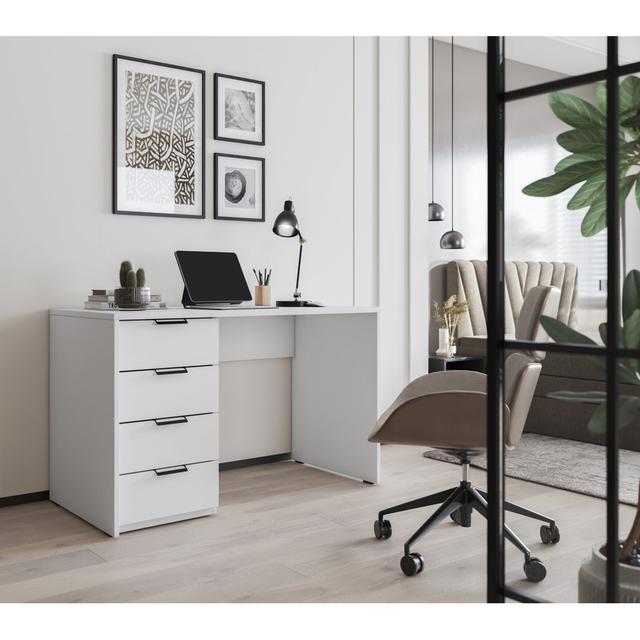 Amyanne Rectangle Writing Desk Latitude Run Colour: White, Size: 75" H x 140" W x 60" D on Productcaster.