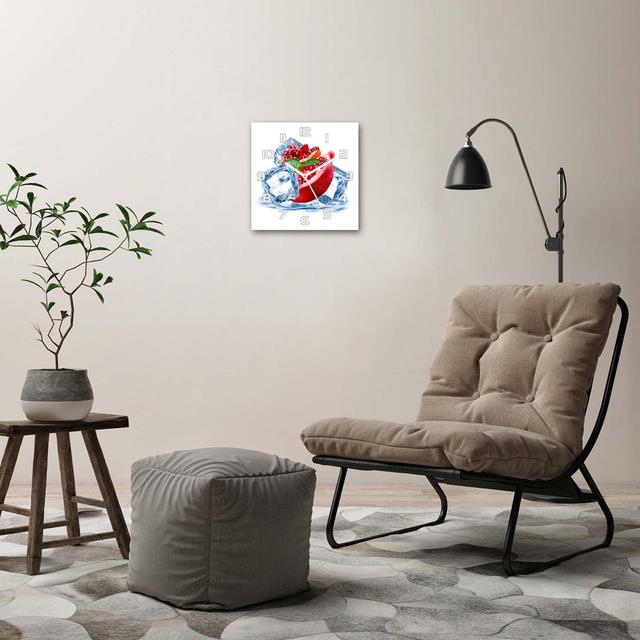 Pomegranate with Ice Silent Wall Clock East Urban Home Colour: White/Blue/Red on Productcaster.