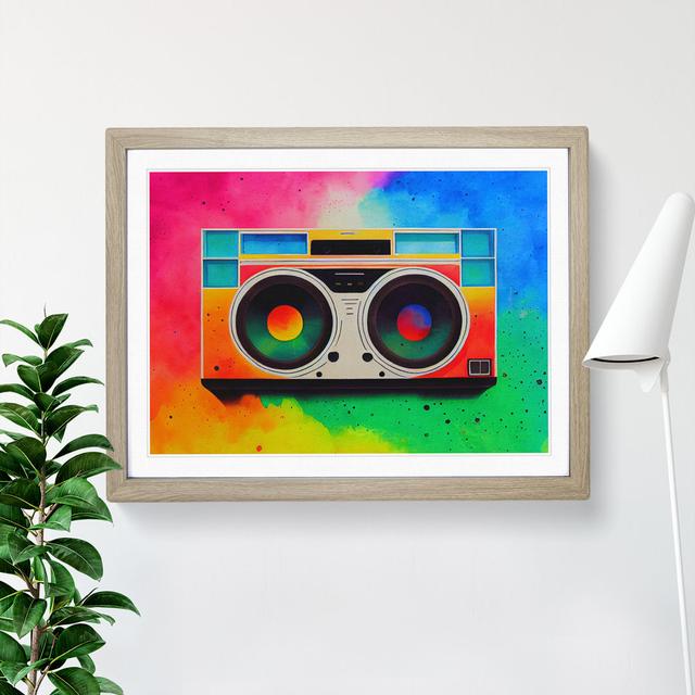 Watercolour Boombox Abstract - Single Picture Frame Print Latitude Run Frame Colour: Oak Framed, Size: 25cm H x 34cm W x 2cm D on Productcaster.