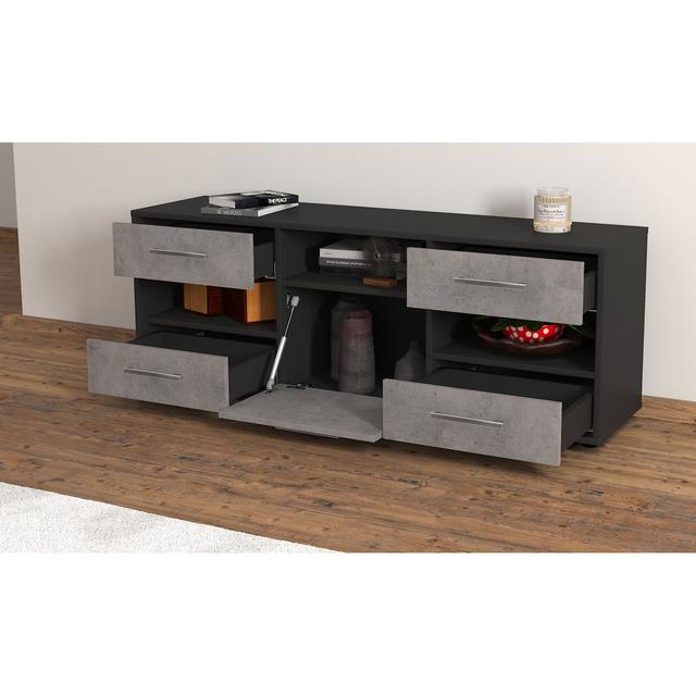 Natiley TV stand, color: mint/white, free -standing/metal handles, size: 92 x 49 x 35cm Ebern Designs Colour: Concrete/Anthracite on Productcaster.