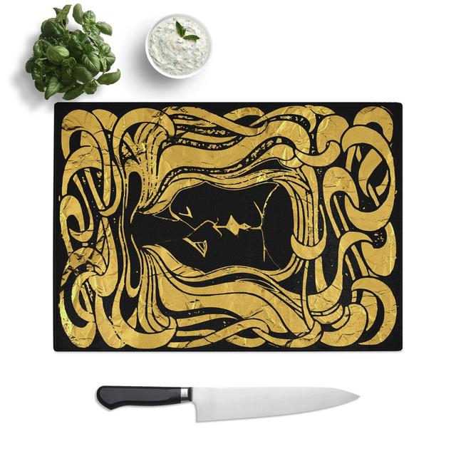 Black Gold Two Lovers Chopping Board East Urban Home Size: 0.4cm H x 20cm W x 28.5cm L on Productcaster.