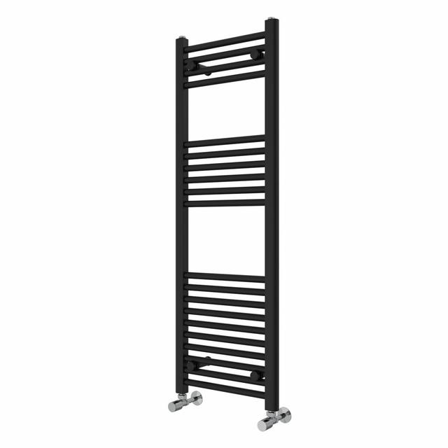 Wiest Straight Heated Towel Rail Radiator Bathroom Ladder Warmer Rebrilliant Finish: Black, Size: 120cm H x 40cm W x 3cm D on Productcaster.