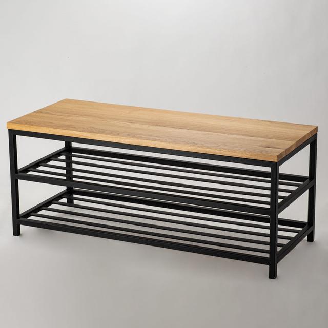 Solid Wood Shelves Storage Bench Williston Forge Size: H50 x W110 x D40cm on Productcaster.