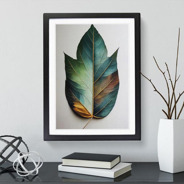 Painted Leaf No.2 - Picture Frame Painting ClassicLiving Frame Colour: Black, Size: 46cm H x 34cm W x 2cm D on Productcaster.