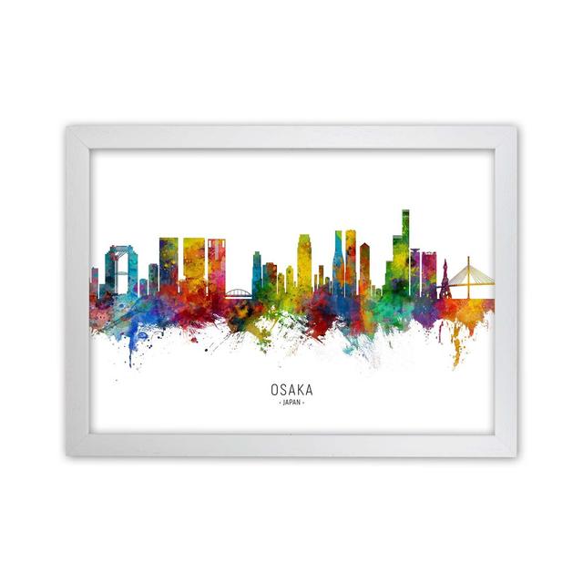 'Osaka Japan Skyline' by Michael Tompsett - Graphic Art Print Latitude Run Size: 25cm H x 34cm W x 3cm D, Format: White Framed on Productcaster.