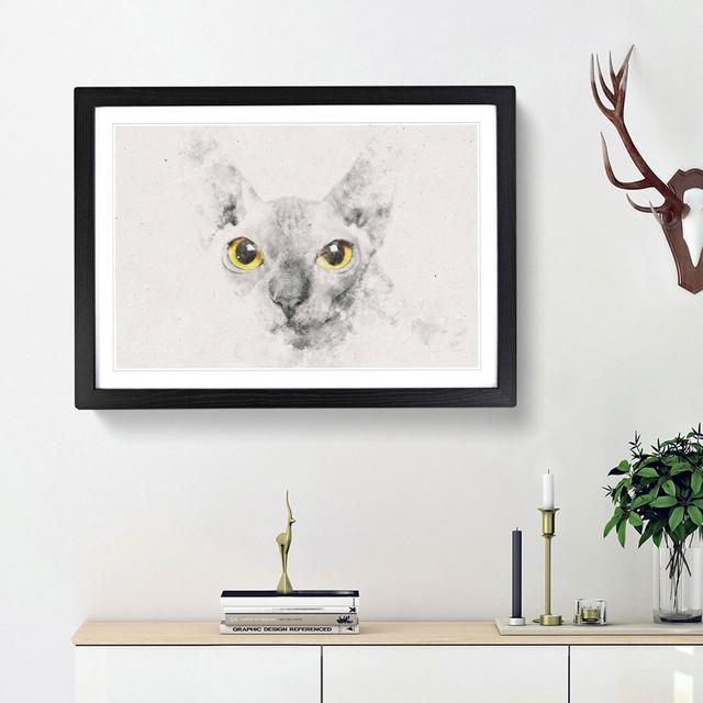 Sphynx Cat with Amber Eyes - Picture Frame Graphic Art Print East Urban Home Frame Option: Black Framed, Size: 45cm H x 63cm W x 2cm D on Productcaster.