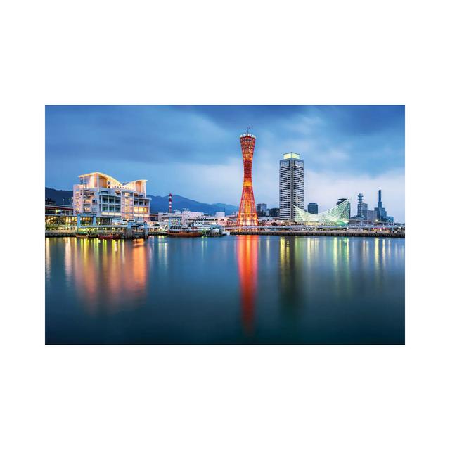 Kobe Skyline with Kobe Port Tower at Night by Jan Becke - Wrapped Canvas Art Prints Latitude Run Size: 66.04cm H x 101.6cm W x 3.81cm D on Productcaster.