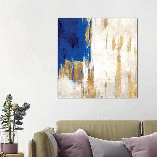 Indigo Abstract III by Pi Galerie - Wrapped Canvas Painting Print Latitude Run Size: 93.98cm H x 93.98cm W x 3.81cm D on Productcaster.