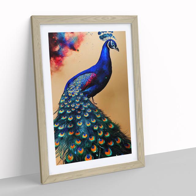 Vivid Peacock - Picture Frame Painting Latitude Vive Size: 46cm H x 34cm W x 2cm D, Frame Colour: Oak Framed on Productcaster.