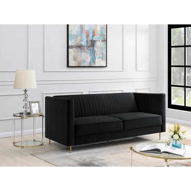 Augie 3 Seater Clic Clac Sofa Bed Etta Avenue Upholstery Colour: Black on Productcaster.