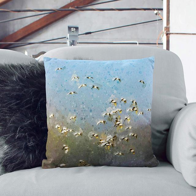 A Flock of Egrets in Abstract Cushion with Filling East Urban Home Size: 40 x 40 cm on Productcaster.