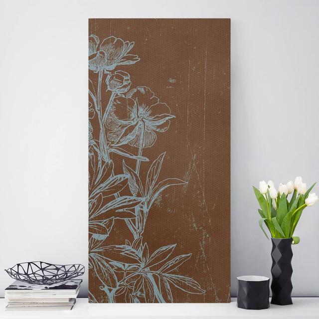 Blue Flower Sketch - Wrapped Canvas Painting Rosalind Wheeler Format: Canvas 260g/m², Size: 80cm H x 40cm W on Productcaster.