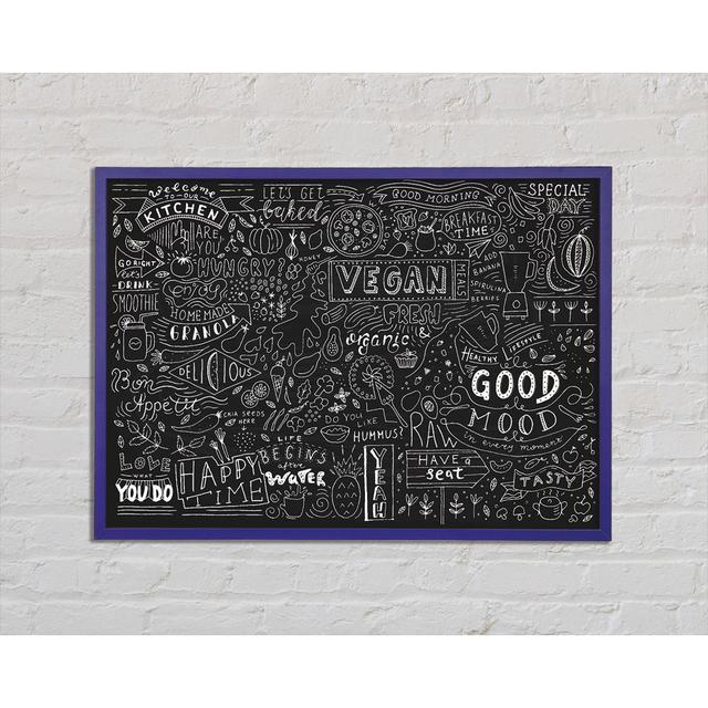 Vegan Good Mood Happy Larry Format: Purple Paper Framed, Size: 21cm H x 29.7cm W x 2cm D on Productcaster.