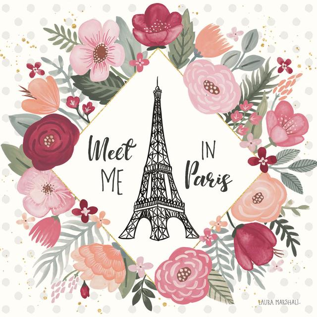 Paris Is Blooming V by Laura Marshall - Wrapped Canvas Print Marlow Home Co. Size: 91.44cm H x 91.44cm W x 3.8cm D on Productcaster.