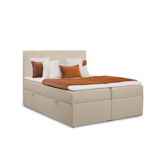 Boxspringbett Tullos mit Topper und Bettkasten Wade Logan Farbe: Beige, Größe: 160 x 200 cm on Productcaster.