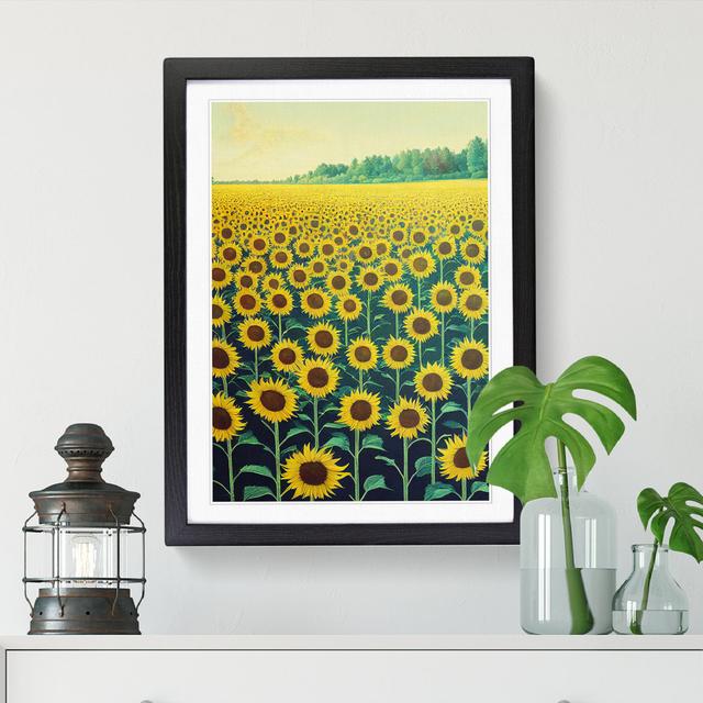 Sunflower Field Vol.4 - Single Picture Frame Painting Brambly Cottage Frame Option: Black, Size: 64cm H x 25cm W x 2cm D on Productcaster.