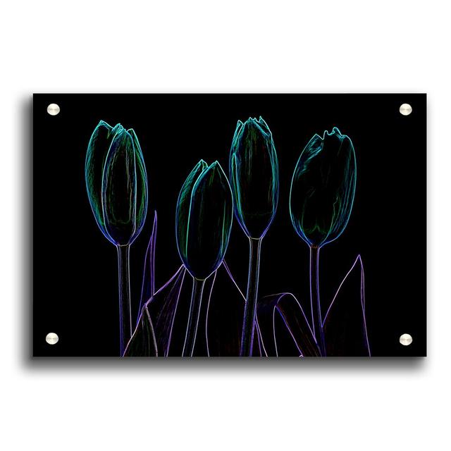 Abstract Neon Floral 30 Flowers - Unframed Photograph Print on Acrylic East Urban Home Size: 59.4cm H x 84.1cm W on Productcaster.