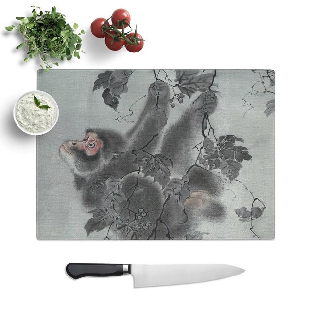 Glass Monkey Hanging From A Tree by Kawanabe Kyosai Chopping Board East Urban Home Size: 28.5 cm W x 20 cm L on Productcaster.