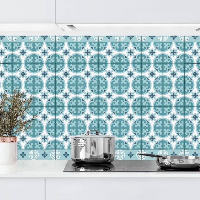 Crichton Geometric Tile Mix 60 x 100cm PVC Latitude Vive Colour: Turquoise on Productcaster.