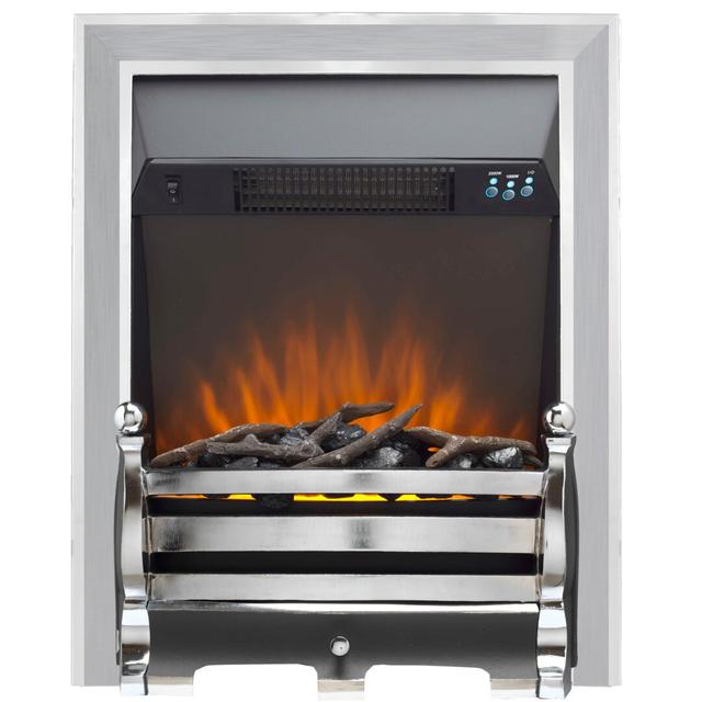 Finbar 48Cm W Electric Inset Fire Belfry Heating Finish: Chrome/Brushed on Productcaster.