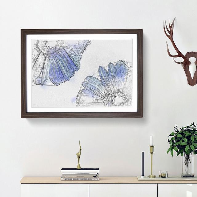 Two Blue Flowers in Abstract - Picture Frame Graphic Art Print East Urban Home Frame Option: Walnut Framed, Size: 48cm H x 65cm W x 2cm D on Productcaster.